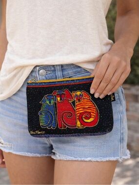 Laurel Burch Dog Tales-B Puppy Cosmetic Pencil Organizer Makeup Bag